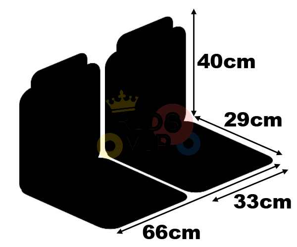 Black silhouettes of two bookends measure 40cm in height, 29cm side depth, 33cm front depth, and 66cm total length. They feature an OVP logo with a crown and offer the same robust elegance as the Orange 24V XXL SuperSport Big Kids Ride On Car with a powerful 180W brushless motor.