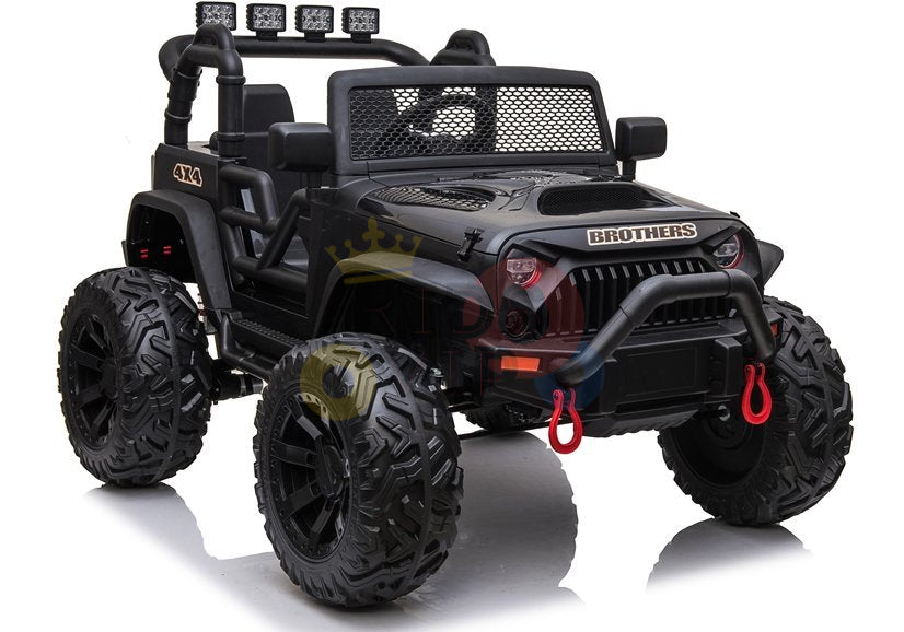 kidsvip 24v ride on truck rubber wheels leather seat big wheels lifted crowler black 65