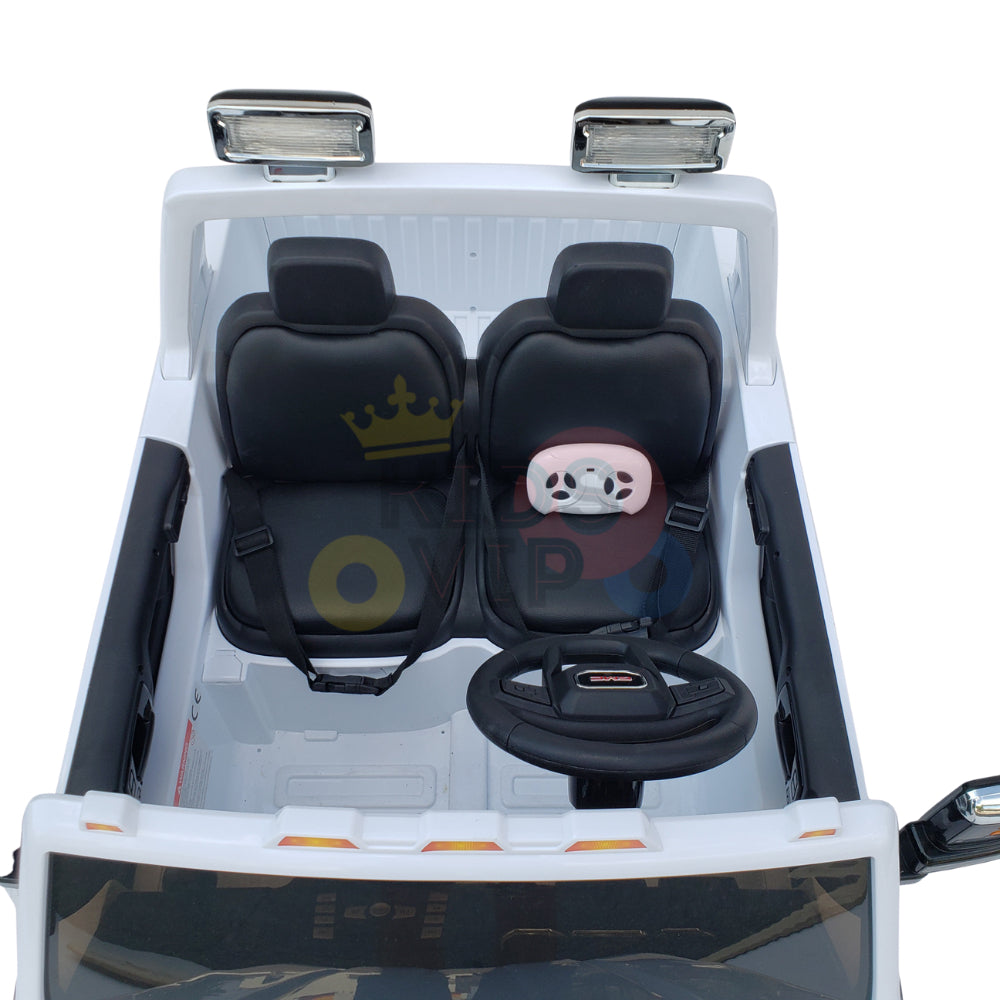 kidsvip gmc sierra kids ride on car 12v rubber wheels leather seat 2 seater red white black blue pink 4