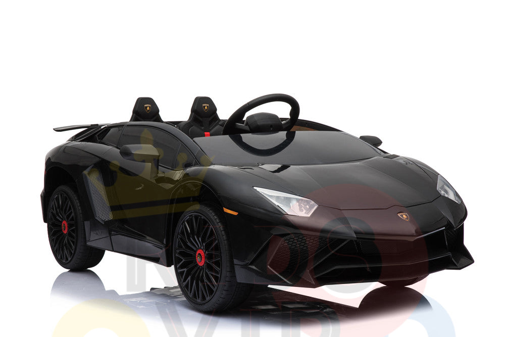 kidsvip lamborghini 12v kids and toddlers ride on car leather seat remote lambo black 2