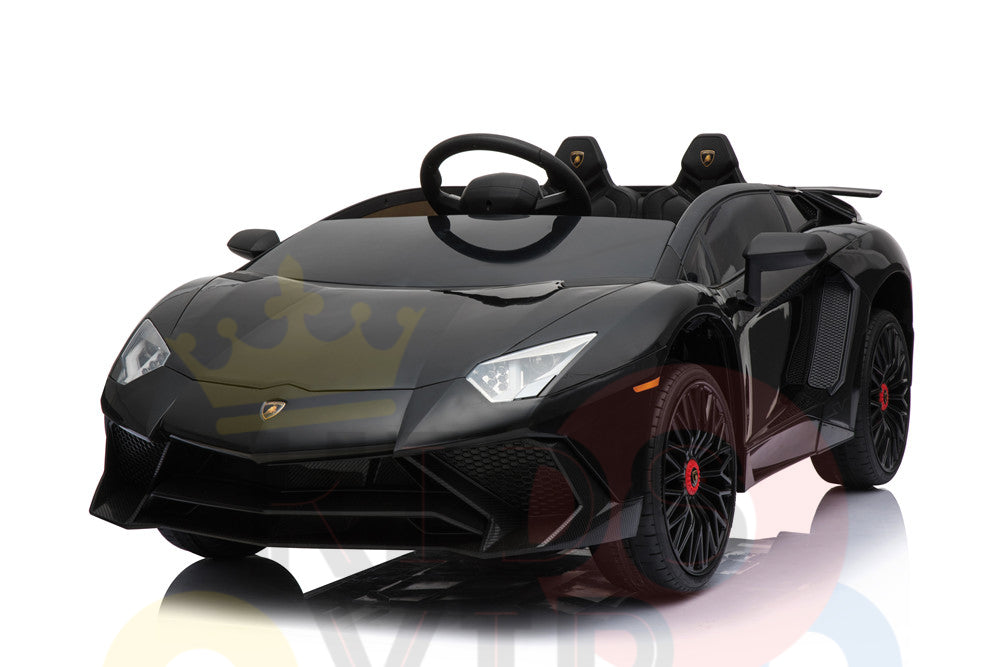 kidsvip lamborghini 12v kids and toddlers ride on car leather seat remote lambo black 25