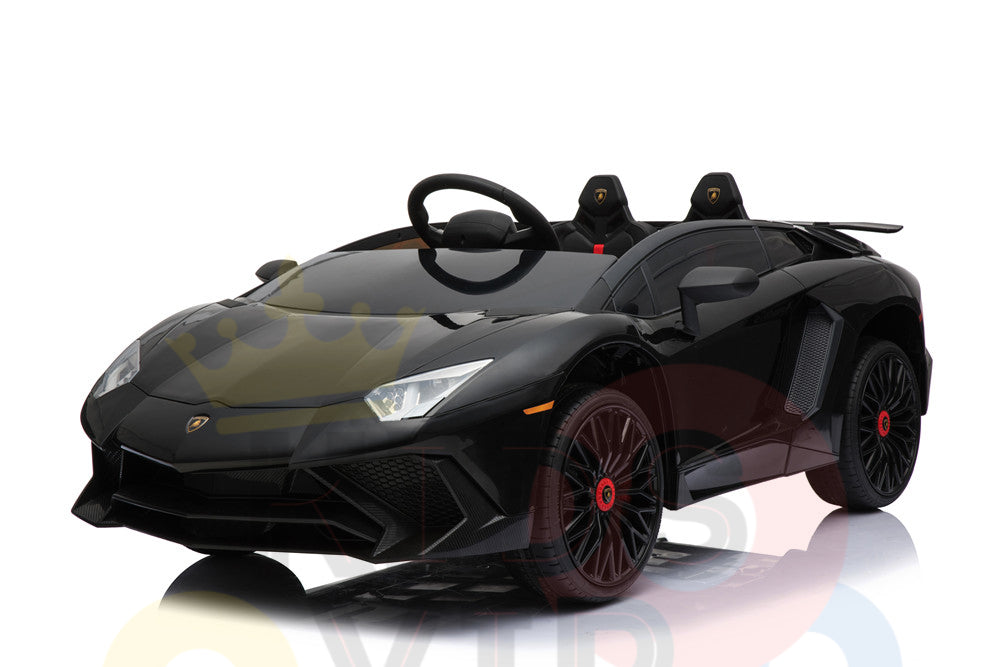 kidsvip lamborghini 12v kids and toddlers ride on car leather seat remote lambo black 26