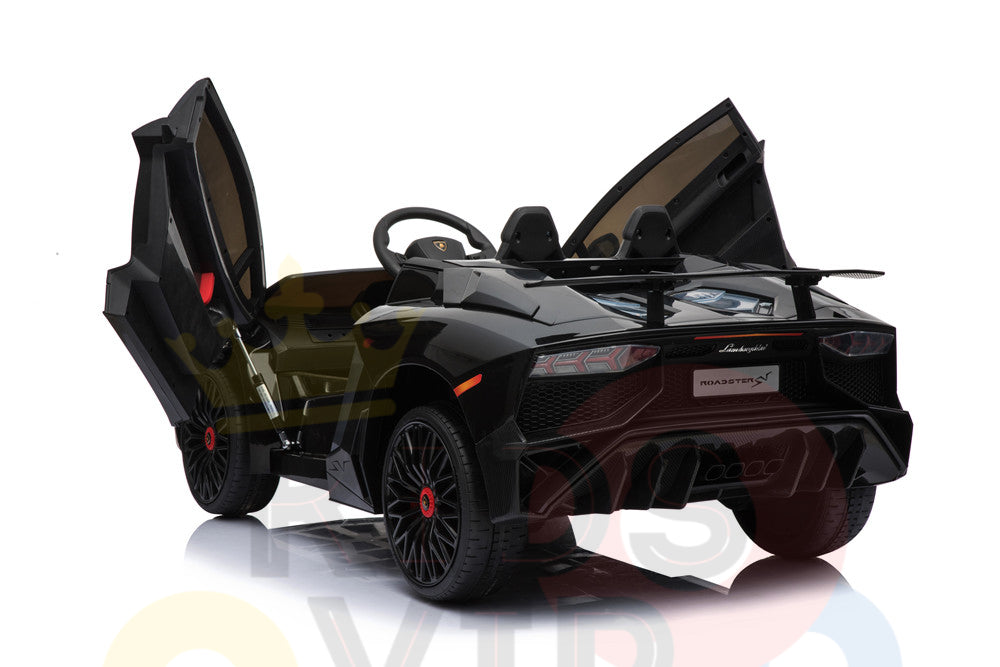 kidsvip lamborghini 12v kids and toddlers ride on car leather seat remote lambo black 5