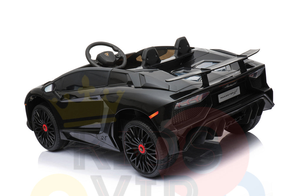 kidsvip lamborghini 12v kids and toddlers ride on car leather seat remote lambo black 9