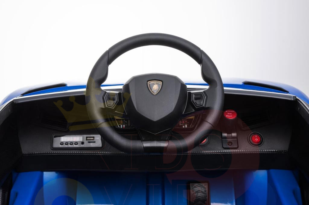 kidsvip lamborghini 12v kids and toddlers ride on car leather seat remote lambo blue 3