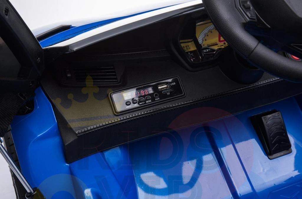 kidsvip lamborghini 12v kids and toddlers ride on car leather seat remote lambo blue 4