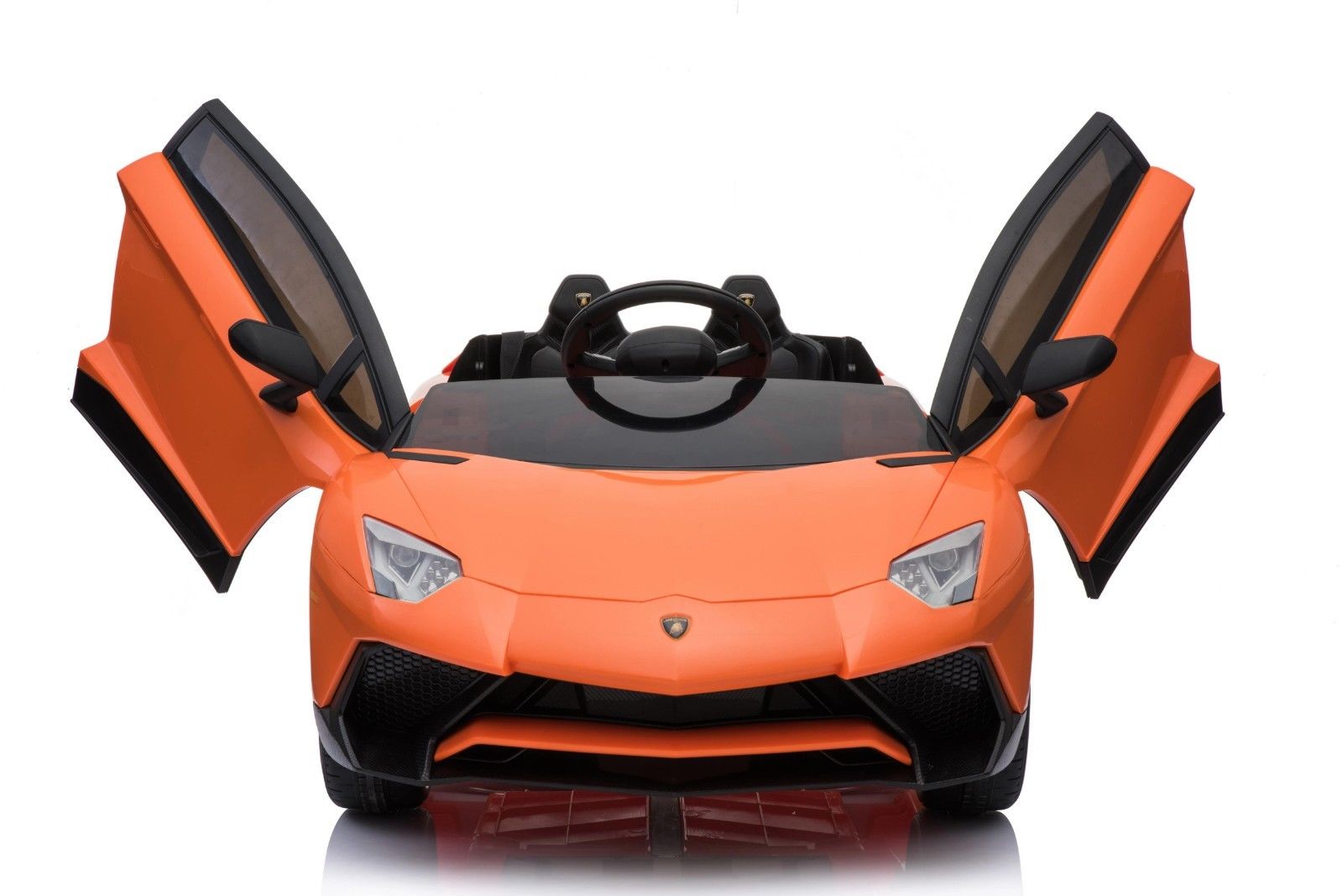 kidsvip lamborghini 12v kids and toddlers ride on car leather seat remote lambo orange 12