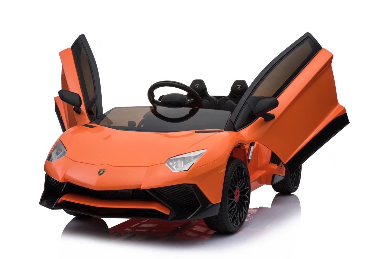 kidsvip lamborghini 12v kids and toddlers ride on car leather seat remote lambo orange 13