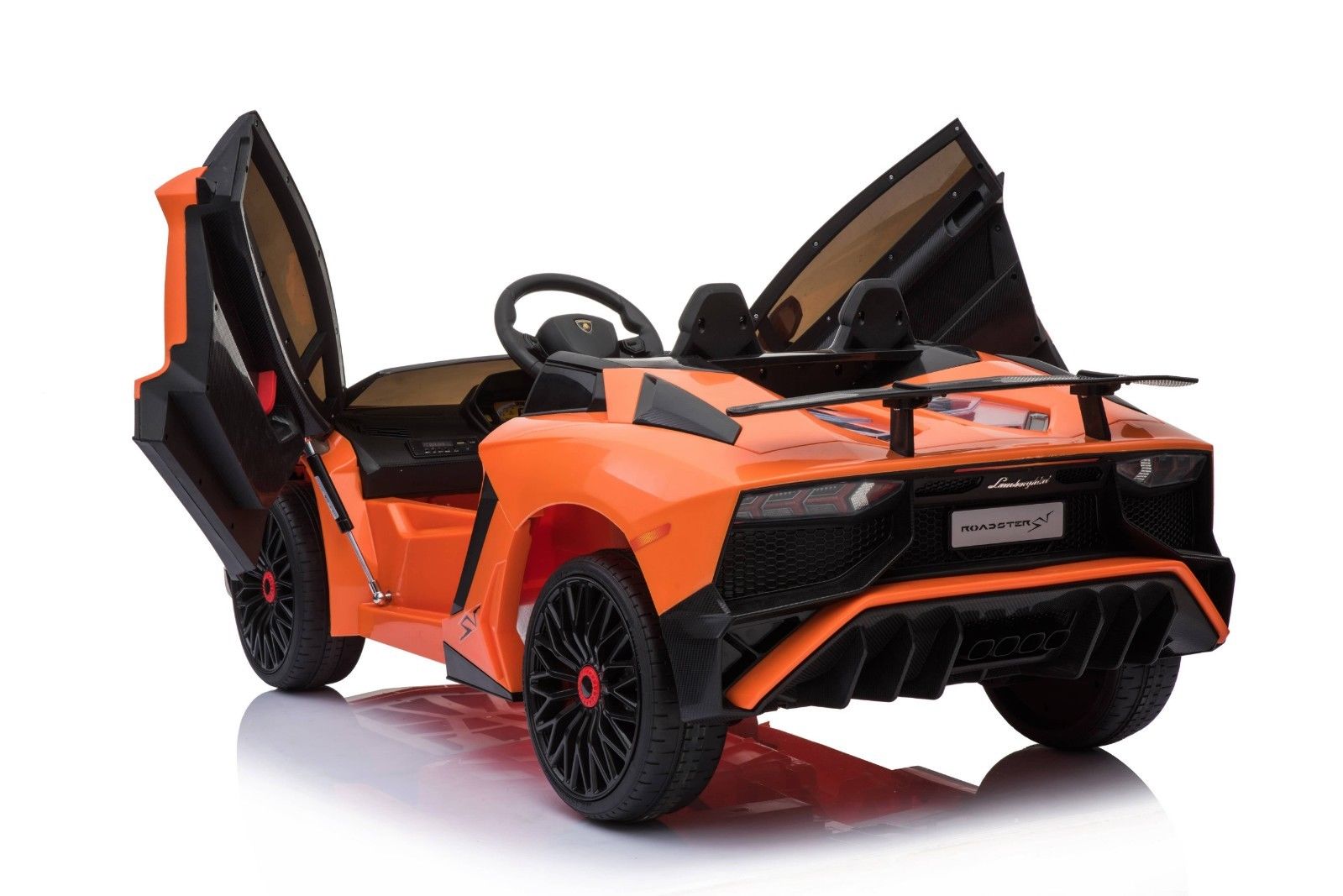kidsvip lamborghini 12v kids and toddlers ride on car leather seat remote lambo orange 14