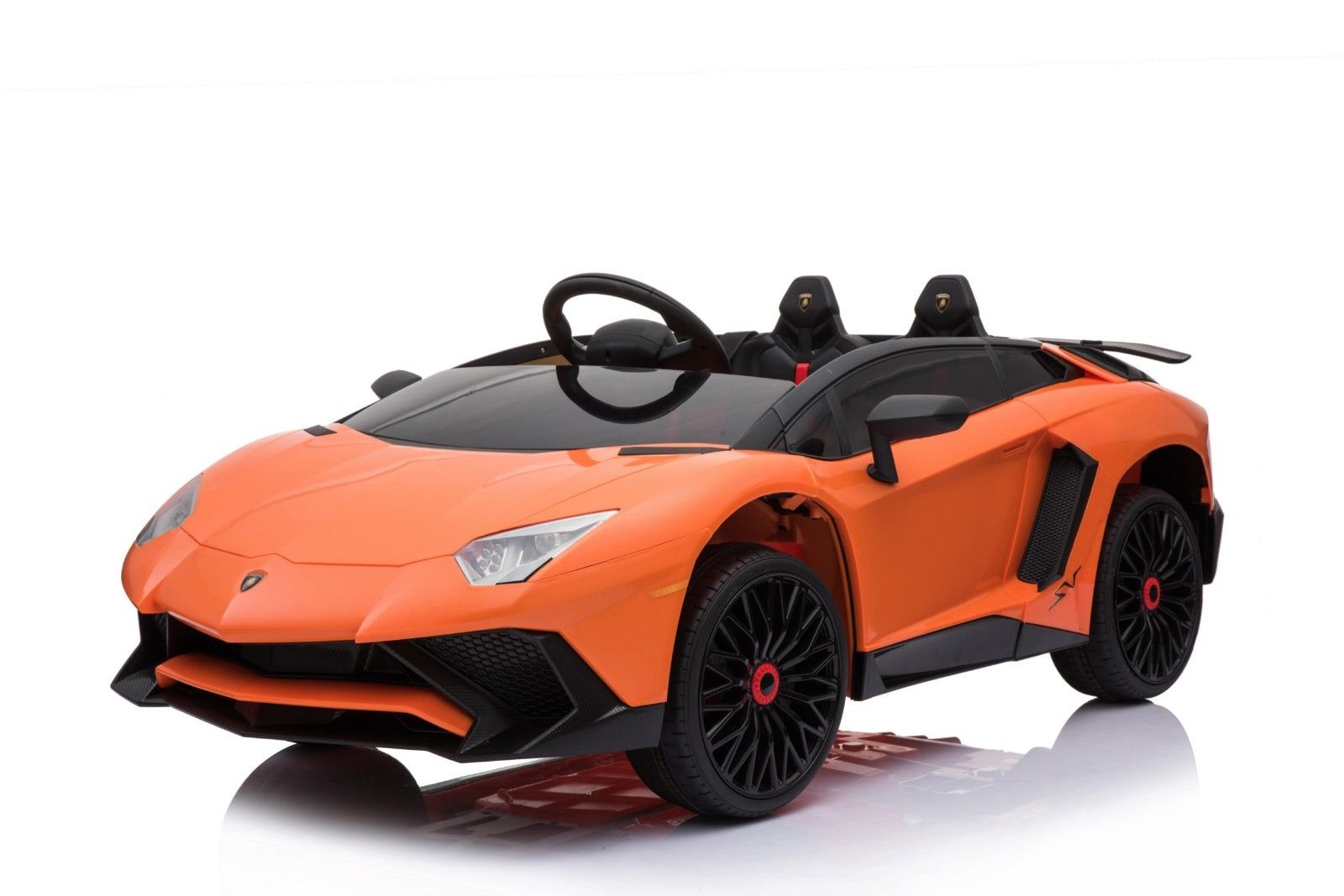 kidsvip lamborghini 12v kids and toddlers ride on car leather seat remote lambo orange 4