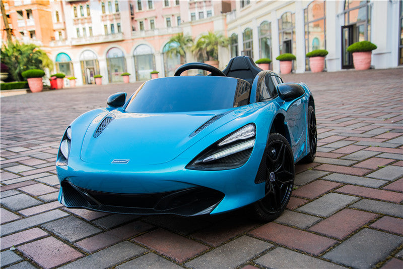 kidsvip mclaren 720s kids toddlers ride on car sport powered 12v rubber wheels leather seat rc blue 15