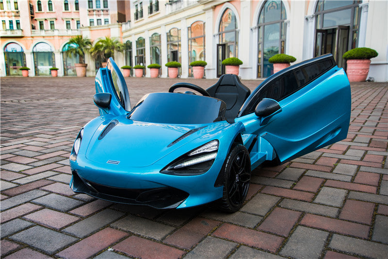 kidsvip mclaren 720s kids toddlers ride on car sport powered 12v rubber wheels leather seat rc blue 18