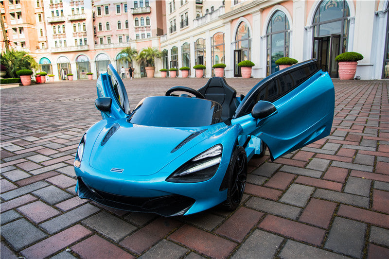 kidsvip mclaren 720s kids toddlers ride on car sport powered 12v rubber wheels leather seat rc blue 19