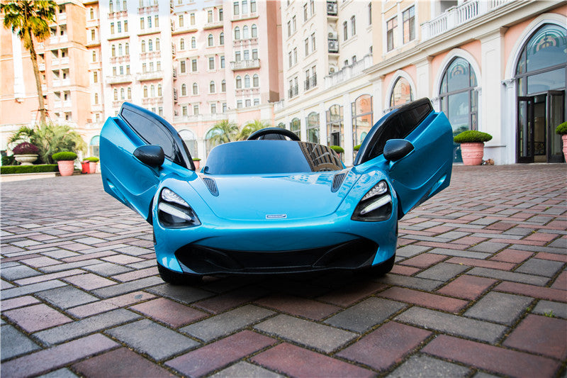 kidsvip mclaren 720s kids toddlers ride on car sport powered 12v rubber wheels leather seat rc blue 20