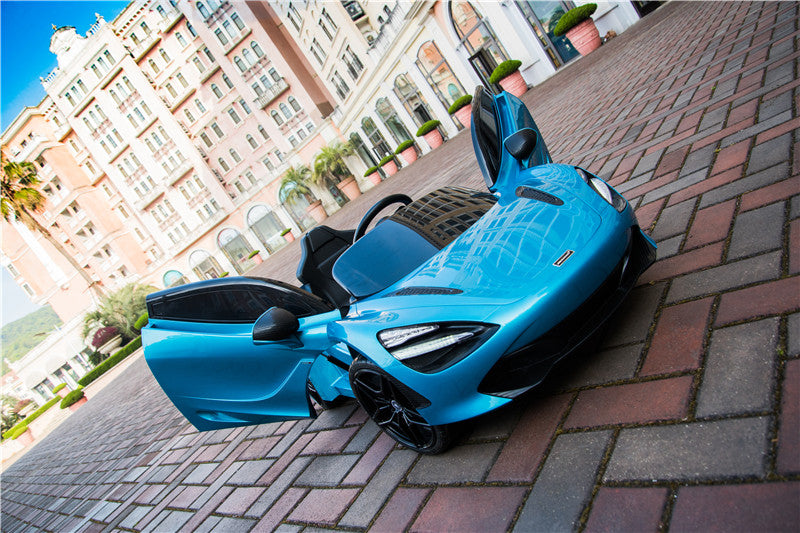 kidsvip mclaren 720s kids toddlers ride on car sport powered 12v rubber wheels leather seat rc blue 21