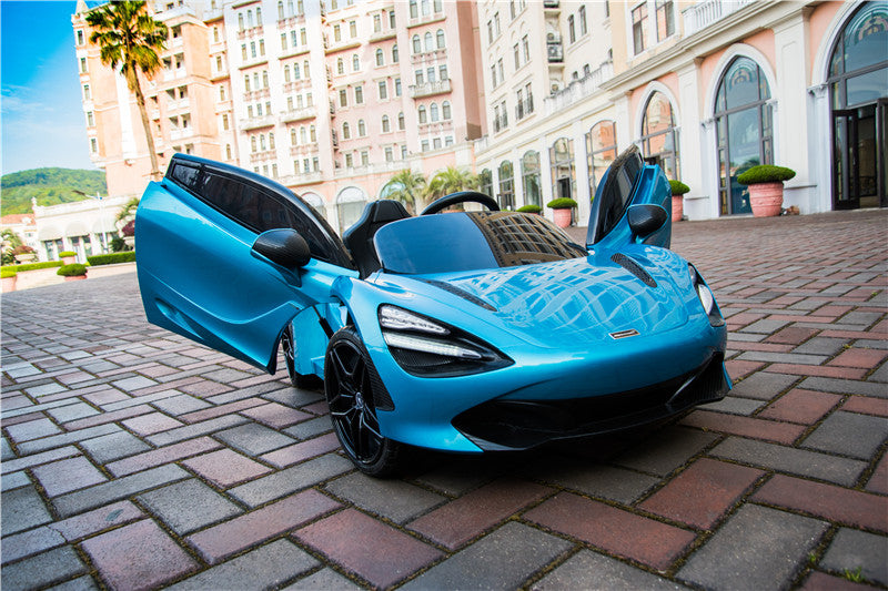 kidsvip mclaren 720s kids toddlers ride on car sport powered 12v rubber wheels leather seat rc blue 22