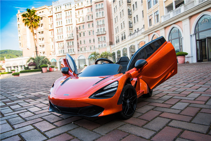 kidsvip mclaren 720s kids toddlers ride on car sport powered 12v rubber wheels leather seat rc orange 19